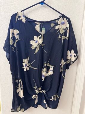 West Kei Navy Floral Knot-Front Tunic XXL stitch fix NWT New